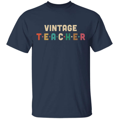 Vintage Retro Teacher Back To School Gifts-T-Shirt & Hoodie-Classic T-Shirt-Navy