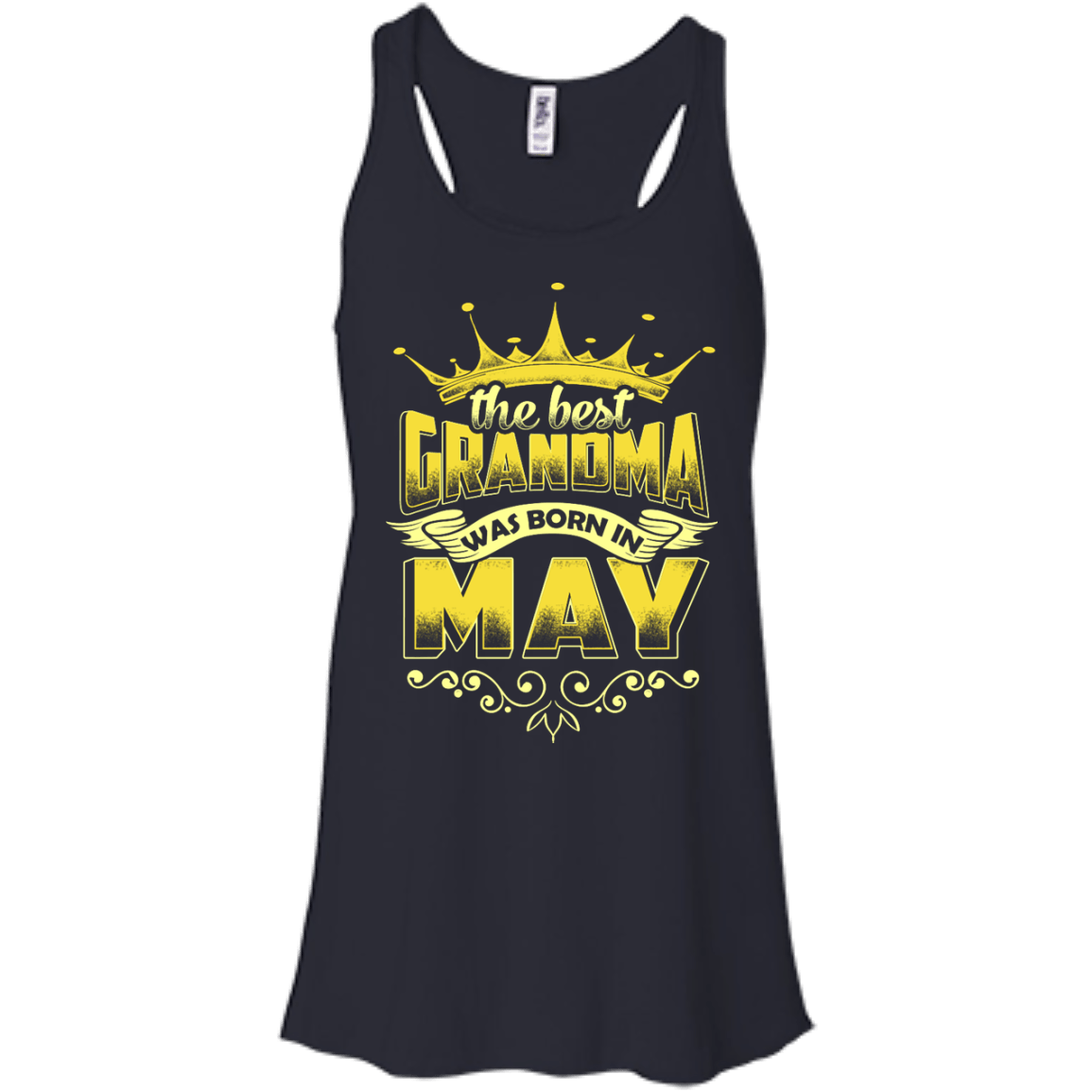 The Best Grandma Was Born In May-T-Shirt & Hoodie-Women's Flowy Racerback Tank-Midnight