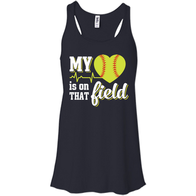 My Heart Is On That Field Softball-T-Shirt & Hoodie-Women's Flowy Racerback Tank-Midnight