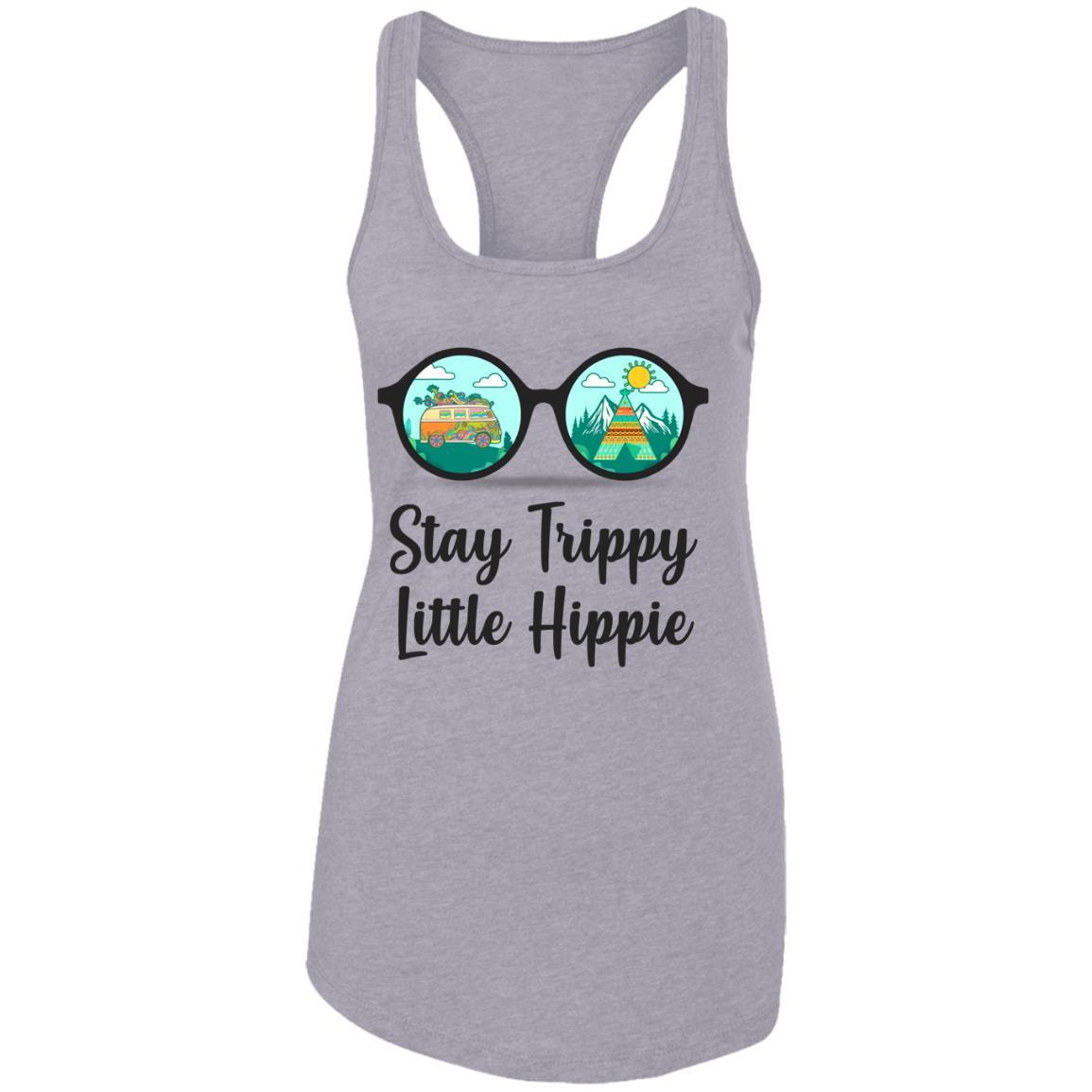 Stay Trippy Little Hippie Glasses Hippie Camping Gift-T-Shirt & Tank Top-Women's Ideal Racerback Tank-Heather Grey