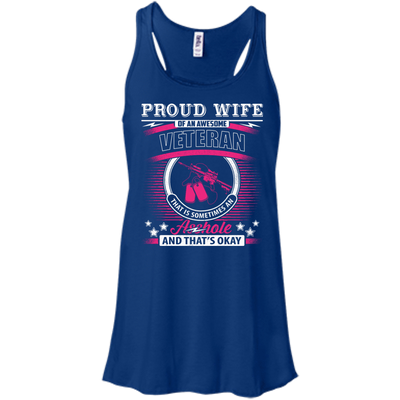 Proud Wife Of An Awesome Veteran-T-Shirt & Hoodie-Women's Flowy Racerback Tank-True Royal