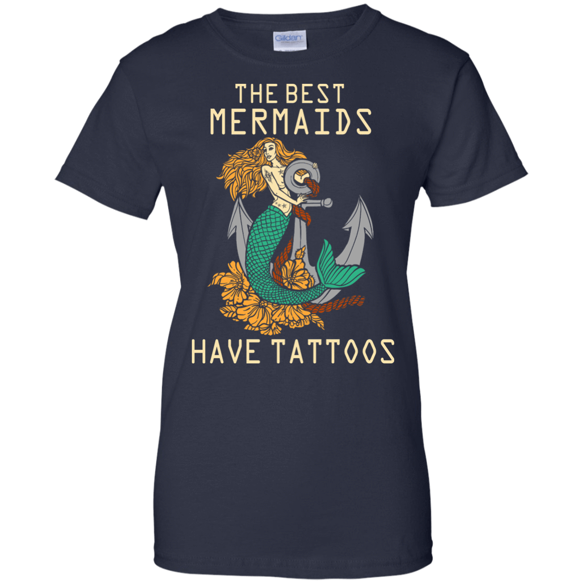 The Best Mermaids Have Tattoos-T-Shirt & Hoodie-Women's T-Shirt-Navy