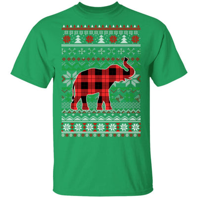 Elephant Red Plaid Ugly Christmas Sweater Funny Gifts-T-Shirt & Sweatshirt-Classic T-Shirt-Irish Green