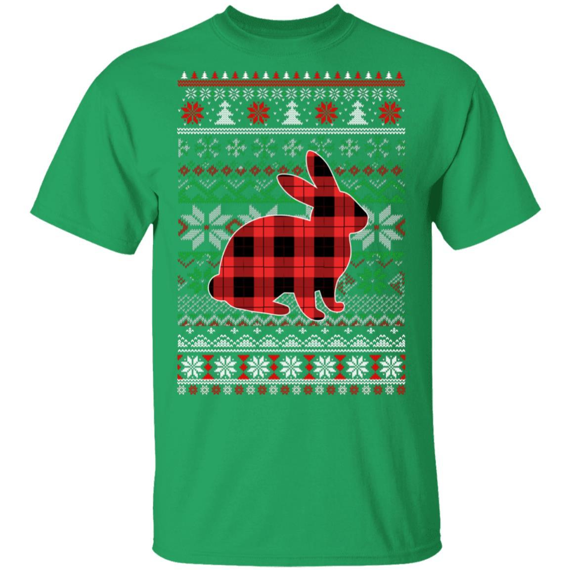 Rabbit Red Plaid Ugly Christmas Sweater Funny Gifts-T-Shirt & Sweatshirt-Classic T-Shirt-Irish Green