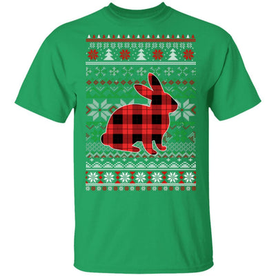 Rabbit Red Plaid Ugly Christmas Sweater Funny Gifts-T-Shirt & Sweatshirt-Classic T-Shirt-Irish Green