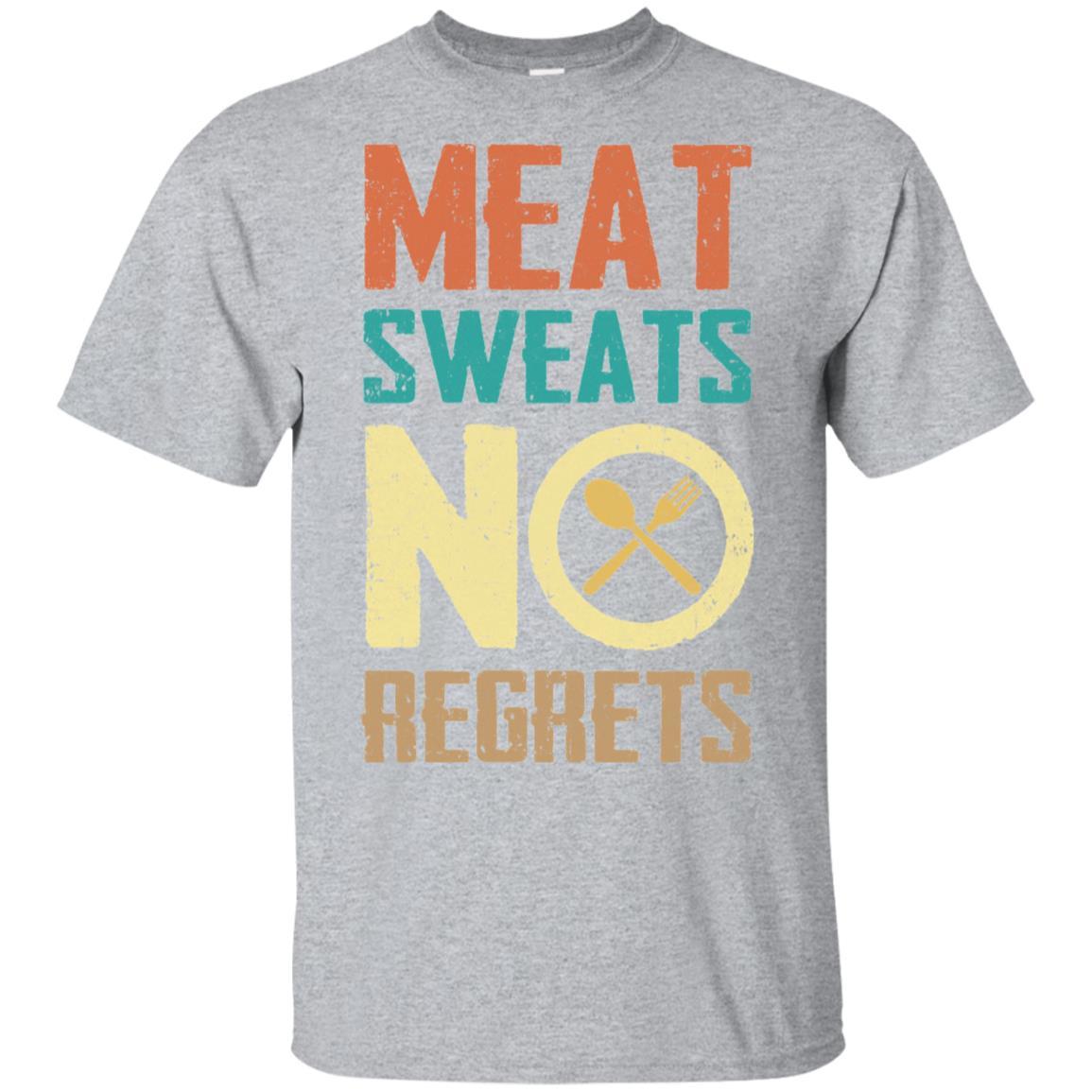 Vintage Retro Meat Sweats No Regrets Funny BBQ-T-Shirt & Hoodie-Classic T-Shirt-Sport Grey