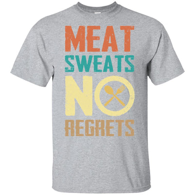 Vintage Retro Meat Sweats No Regrets Funny BBQ-T-Shirt & Hoodie-Classic T-Shirt-Sport Grey