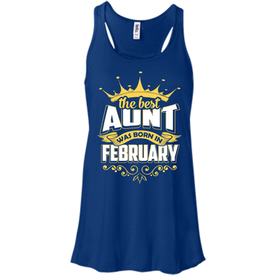 The Best Aunt Was Born In February-T-Shirt & Hoodie-Women's Flowy Racerback Tank-True Royal