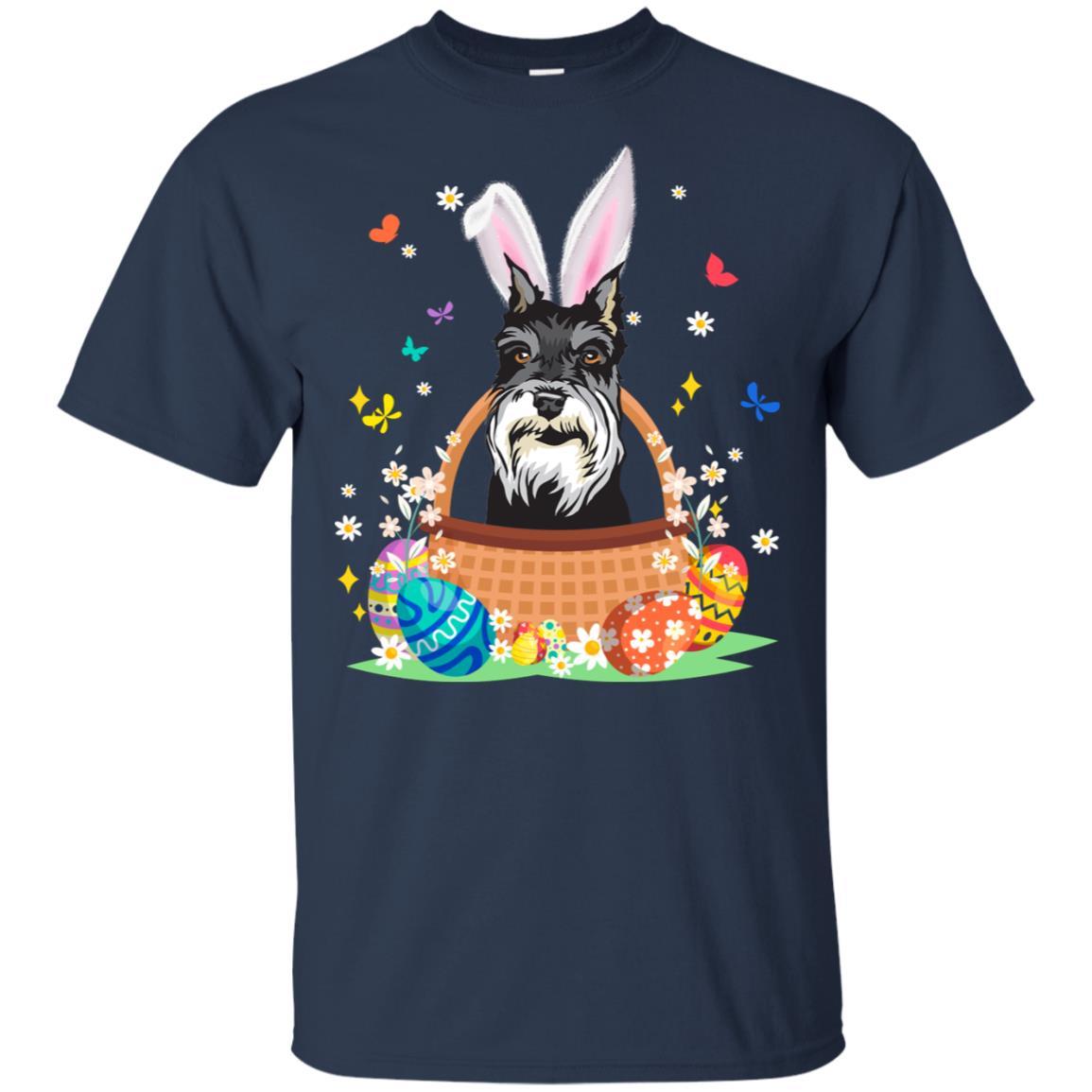 Schnauzer Bunny Hat Rabbit Easter Eggs-T-Shirt & Hoodie-Classic T-Shirt-Navy