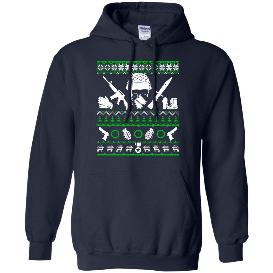 Veteran Christmas Sweater-T-Shirt & Hoodie-Pullover Hoodie-Navy
