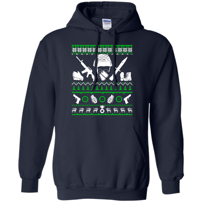 Veteran Christmas Sweater-T-Shirt & Hoodie-Pullover Hoodie-Navy