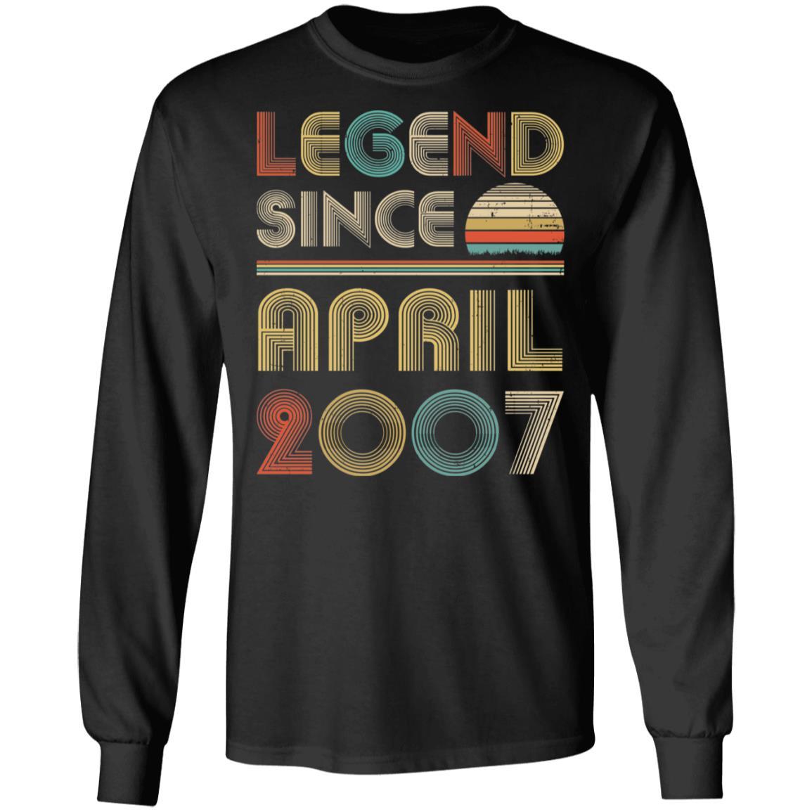 Legend Since April 2007 Vintage 14th Birthday Gifts-T-Shirt & Hoodie-Long Sleeve T-Shirt-Black