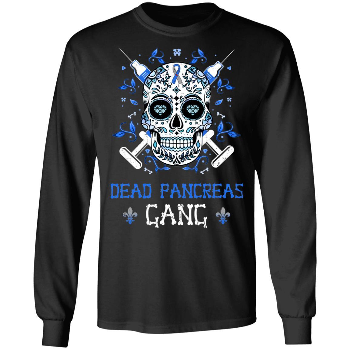 Dead Pancreas Gang Skull Diabetes Awareness Gifts-T-Shirt & Hoodie-Long Sleeve T-Shirt-Black