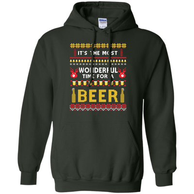 It's The Most Wonderful Time For A Beer Ugly Sweater-T-Shirt & Hoodie-Pullover Hoodie-Forest Green