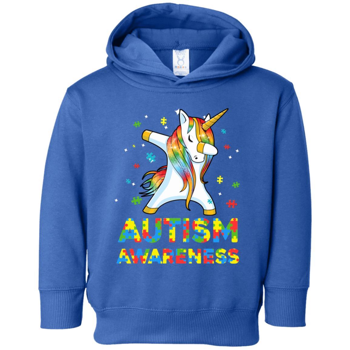Dabbing Unicorn Puzzle Autism Awareness For Girls Youth-Youth Shirt-Toddler Fleece Hoodie-Royal