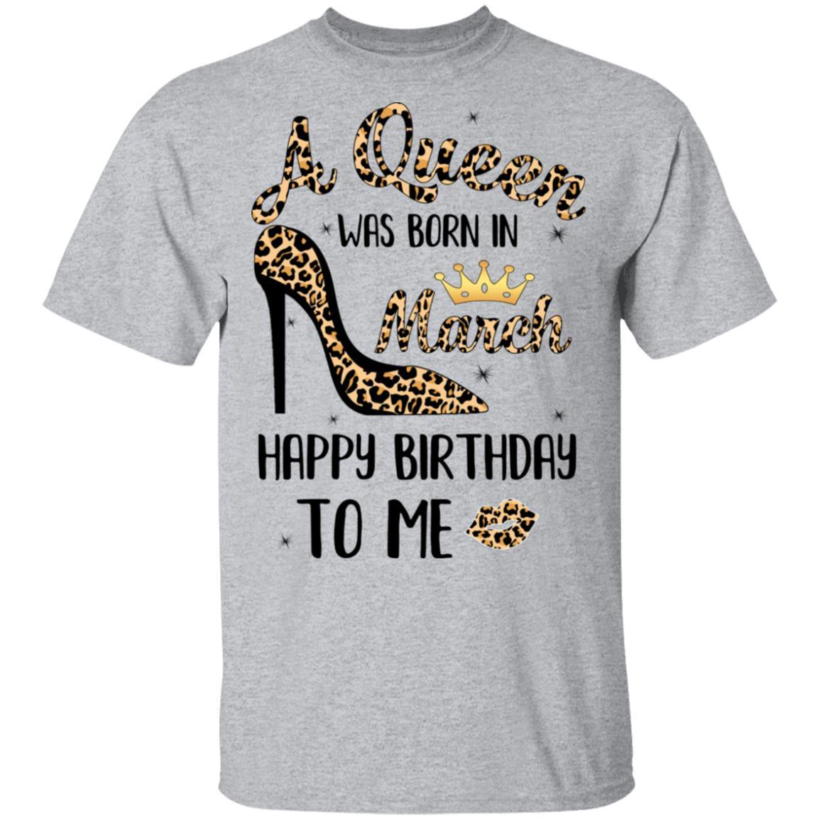 Born In March Girl Leopard High Heels Birthday Women Gift-T-Shirt & Tank Top-Classic T-Shirt-Sport Grey