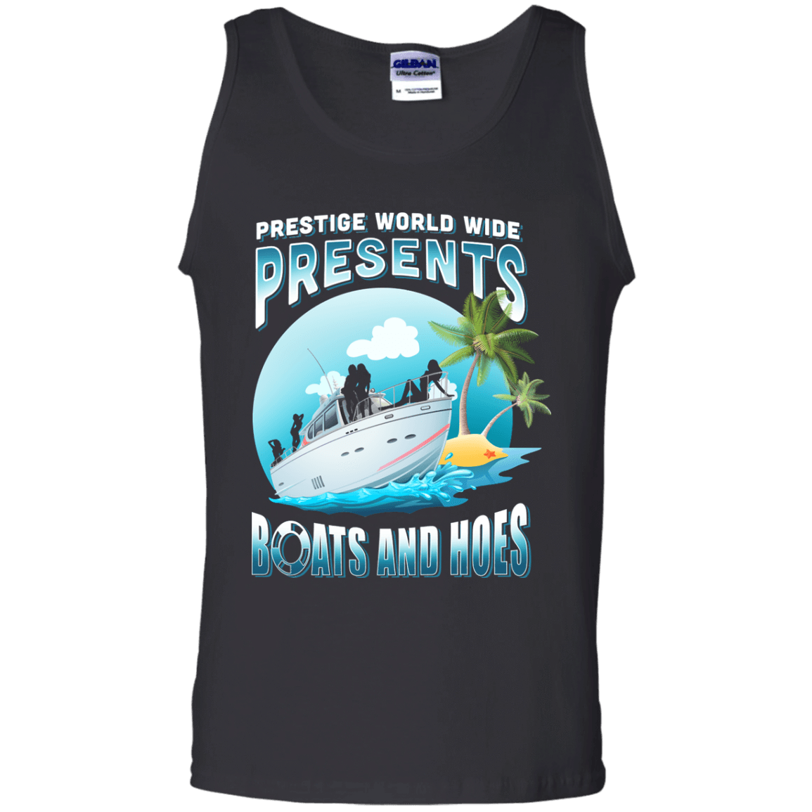 Prestige Worldwide Present Boats And Hoes-T-Shirt & Hoodie-Unisex Tank-Black