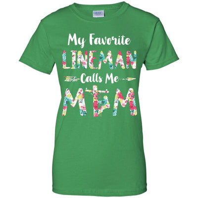 Floral My Favorite Lineman Calls Me Mom Mothers Day Gift-T-Shirt & Hoodie-Women's T-Shirt-Irish Green