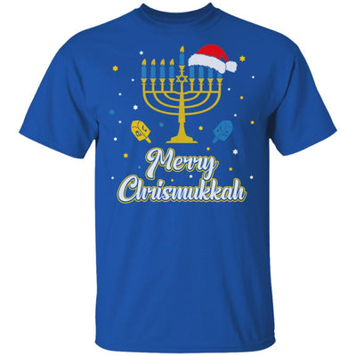Christmas Ugly Hanukkah Sweater Menorah Merry Chrismukkah-T-Shirt & Sweatshirt-Classic T-Shirt-Royal