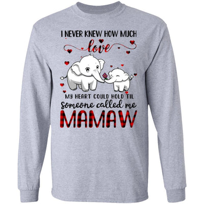Someone Called Me Mamaw Elephant Red Plaid Mother's Day-T-Shirt & Hoodie-Long Sleeve T-Shirt-Sport Grey