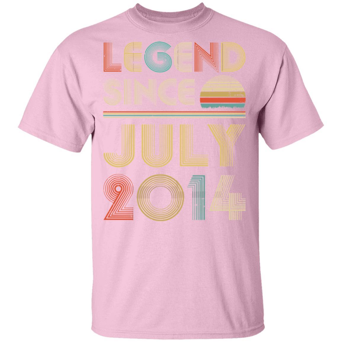 Legend Since July 2014 Vintage 7th Birthday Gifts Youth-Youth Shirt-Youth T-Shirt-Light Pink