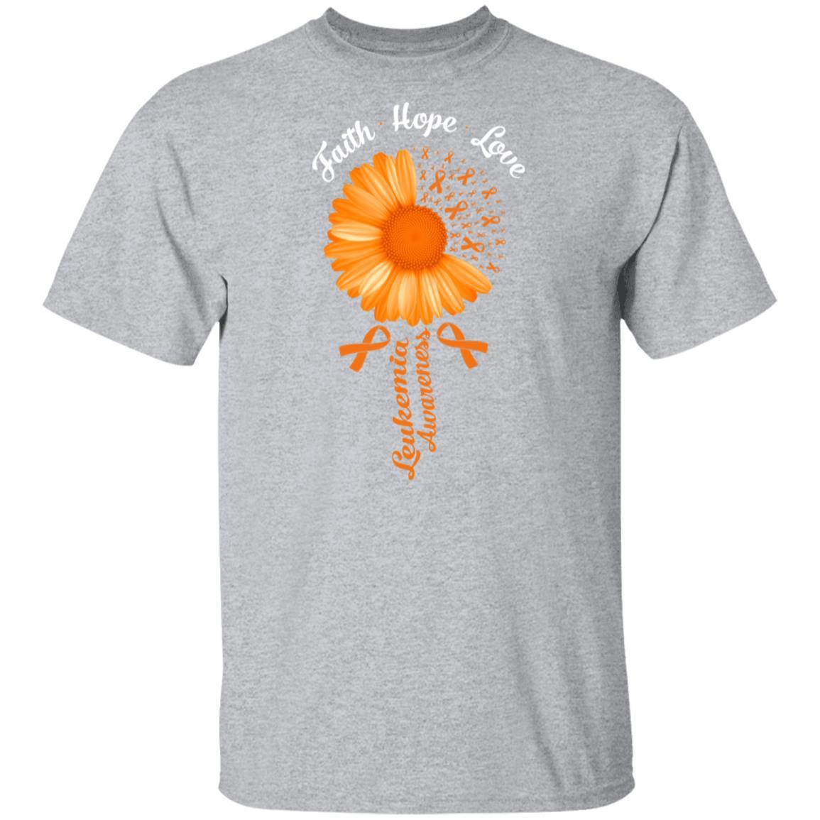 Faith Hope Love Orange Ribbon Leukemia Awareness-T-Shirt & Hoodie-Classic T-Shirt-Sport Grey