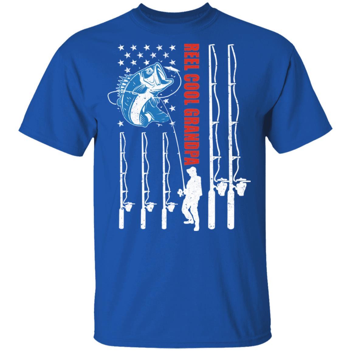 Reel Cool Grandpa American Flag Fish Fishing Fathers Day-T-Shirt & Hoodie-Classic T-Shirt-Royal