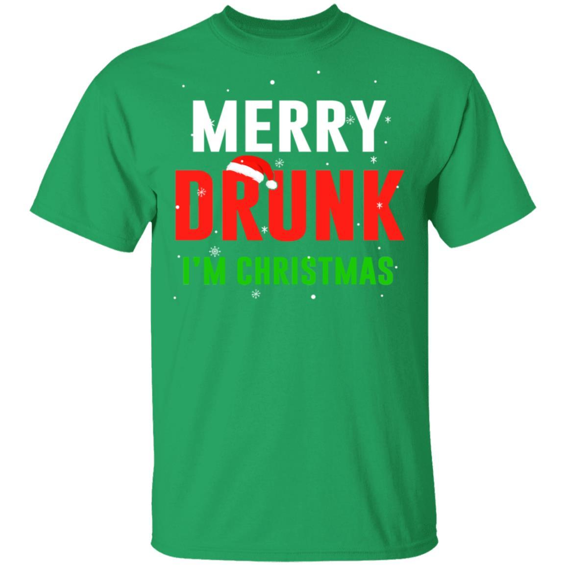 Merry Drunk I'm Christmas Wine Lover Funny Drinking-T-Shirt & Sweatshirt-Classic T-Shirt-Irish Green
