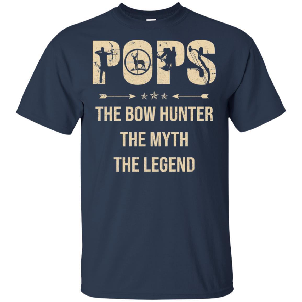 Pops The Bow Hunter The Myth The Legend Funny Hunting-T-Shirt & Hoodie-Classic T-Shirt-Navy