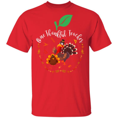One Thankful Teacher Funny Thanksgiving Gift-T-Shirt & Sweatshirt-Classic T-Shirt-Red