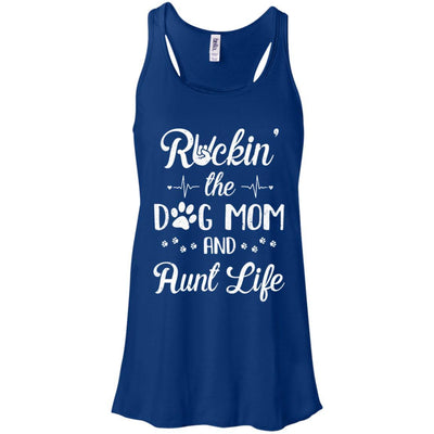Rockin The Dog Mom Aunt Life Dog Lovers Mothers Day-T-Shirt & Tank Top-Women's Flowy Racerback Tank-True Royal