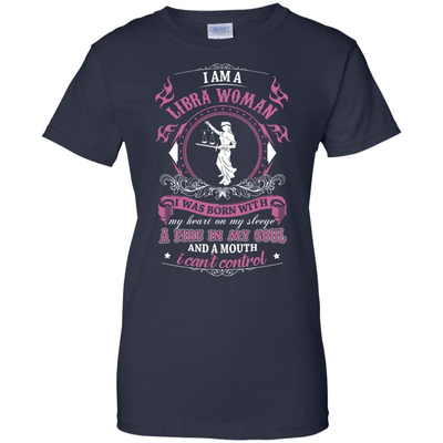 I Am A Libra Woman I Was Born With-T-Shirt & Hoodie-Women's T-Shirt-Navy