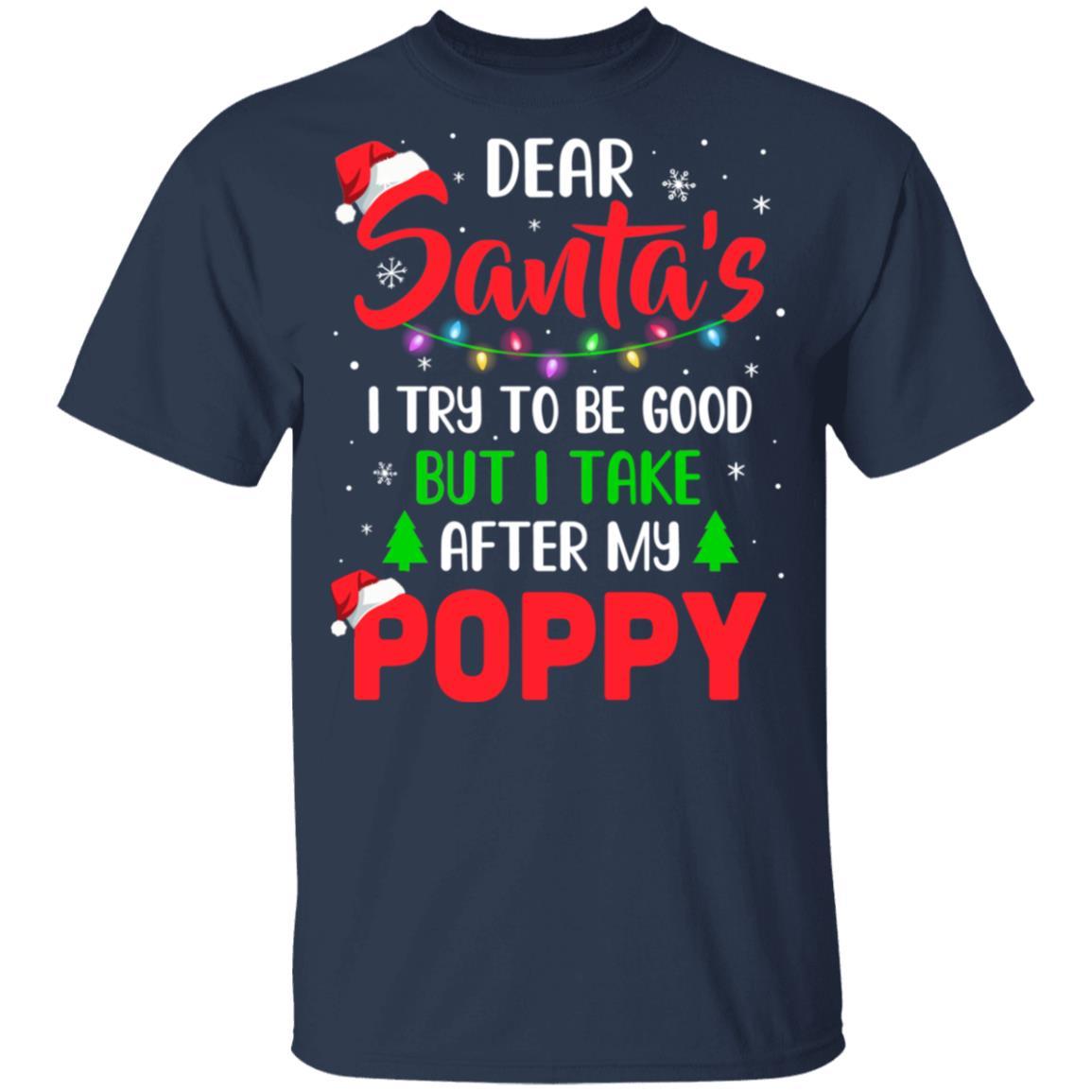 Dear Santa I Tried To Be Good But My Poppy Christmas Kids Youth-Youth Shirt-Youth T-Shirt-Navy