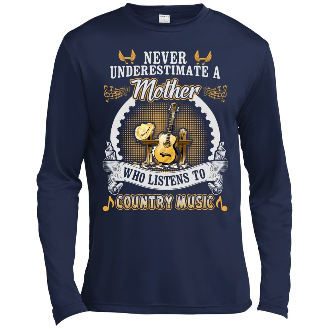 A Mother Listen To Country Music-T-Shirt & Hoodie-Long Sleeve T-Shirt-Navy