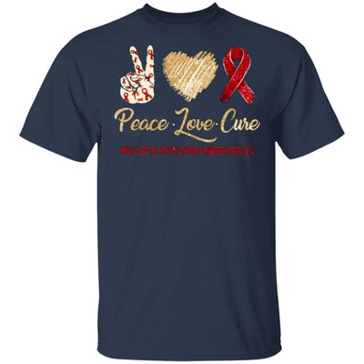 Peace Love Cure Multiple Myeloma Awareness-T-Shirt & Hoodie-Classic T-Shirt-Navy