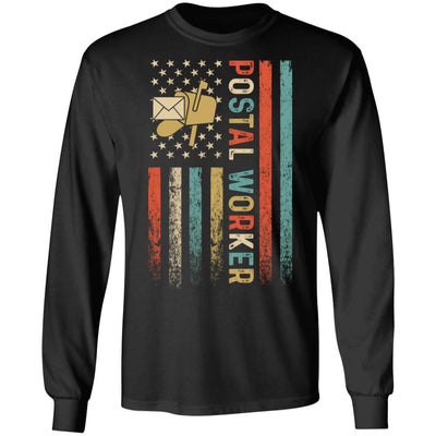 Postal Worker American Flag Mail Carrier Delivery-T-Shirt & Hoodie-Long Sleeve T-Shirt-Black