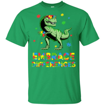 Dinosaur Puzzle Autism Awareness Embrace Differences Youth-Youth Shirt-Youth T-Shirt-Irish Green
