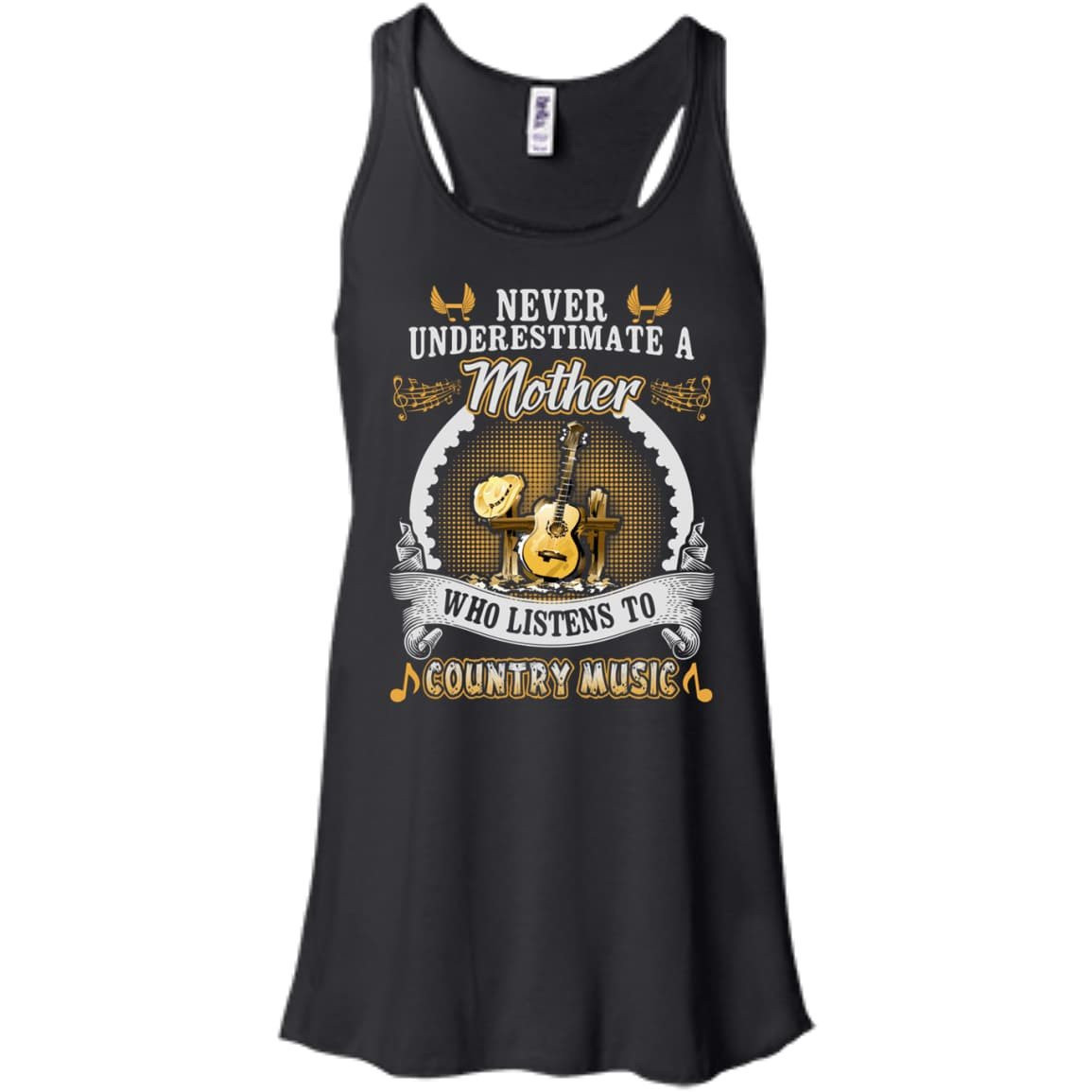 A Mother Listen To Country Music-T-Shirt & Hoodie-Women's Flowy Racerback Tank-Black