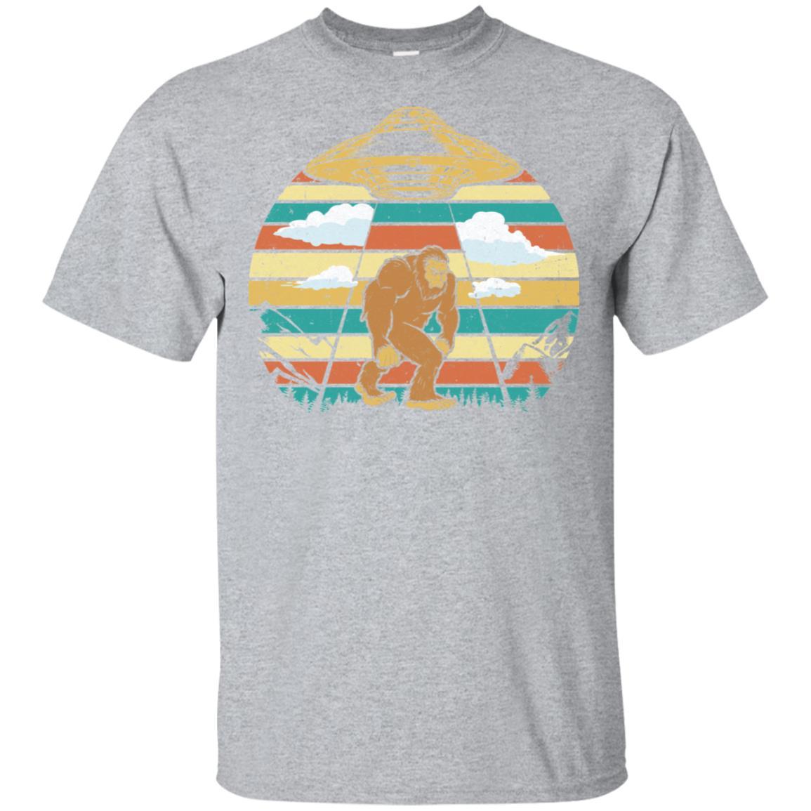 Vintage Retro Classic Bigfoot UFO Believe Gift-T-Shirt & Hoodie-Classic T-Shirt-Sport Grey