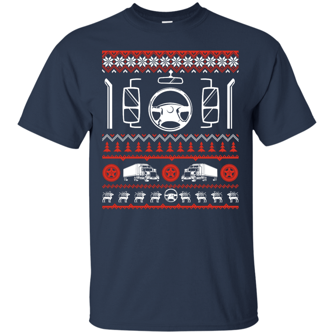 Trucker Christmas Sweater-T-Shirt & Hoodie-Classic T-Shirt-Navy