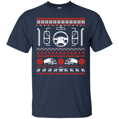 Trucker Christmas Sweater-T-Shirt & Hoodie-Classic T-Shirt-Navy