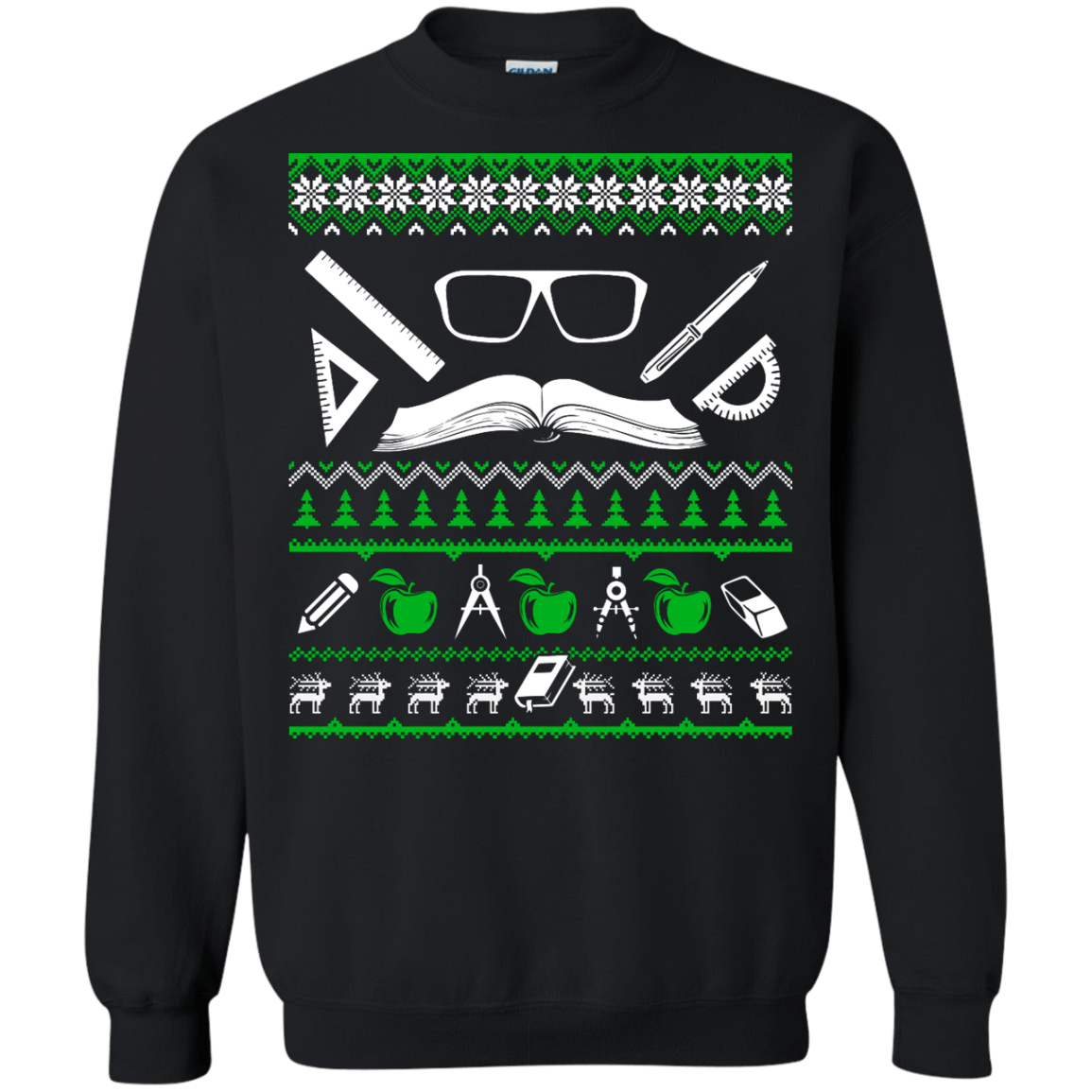 Teacher Christmas Sweater-T-Shirt & Hoodie-Crewneck Sweatshirt-Black