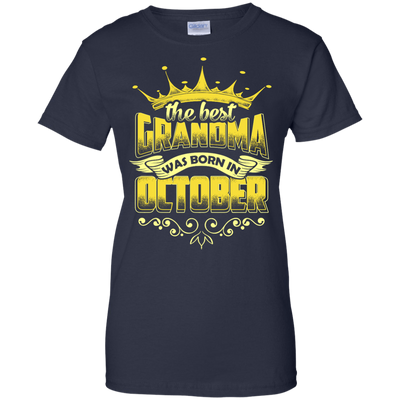 The Best Grandma Was Born In October-T-Shirt & Hoodie-Women's T-Shirt-Navy