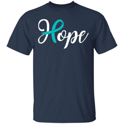 Ovarian Cancer Awareness Teal Ribbon Hope-T-Shirt & Hoodie-Classic T-Shirt-Navy