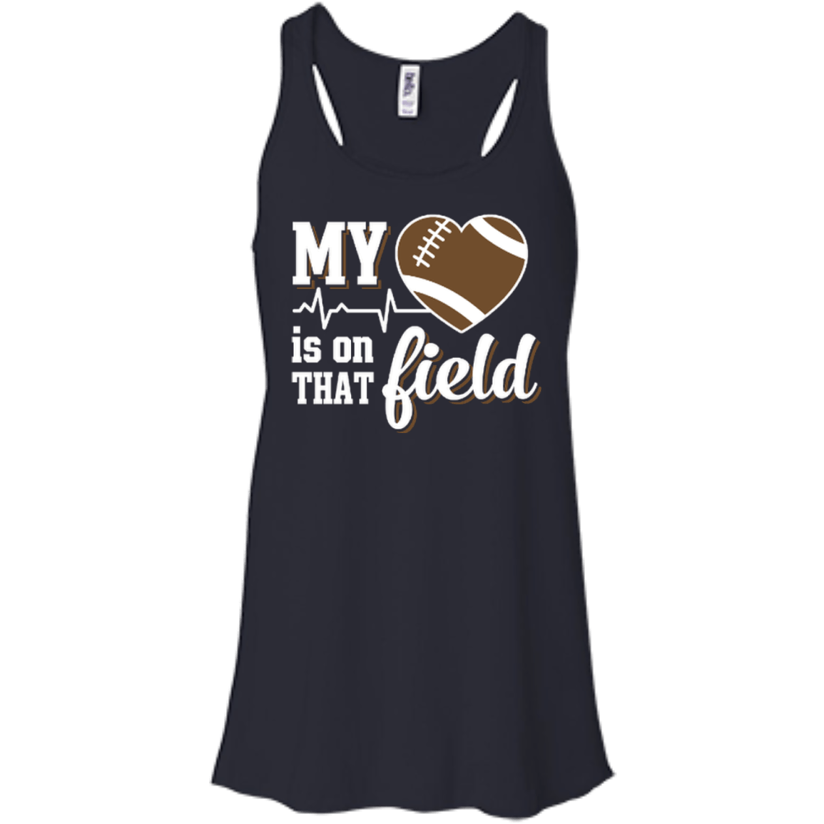 My Heart Is On That Field Football-T-Shirt & Hoodie-Women's Flowy Racerback Tank-Midnight
