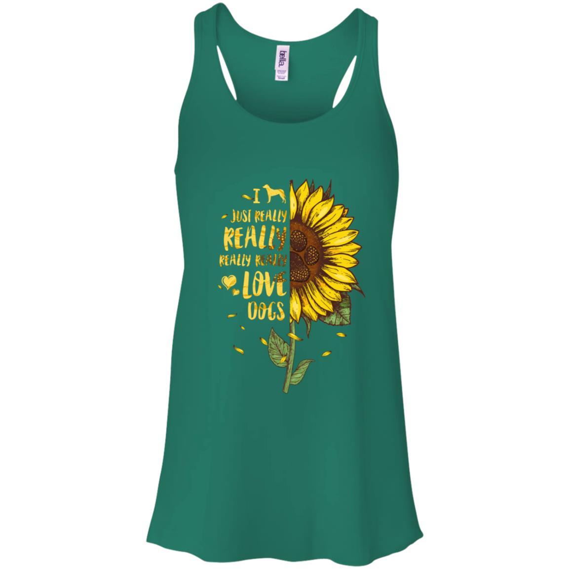 I Just Really Really Love Dogs Sunflower-T-Shirt & Tank Top-Women's Flowy Racerback Tank-Kelly Green