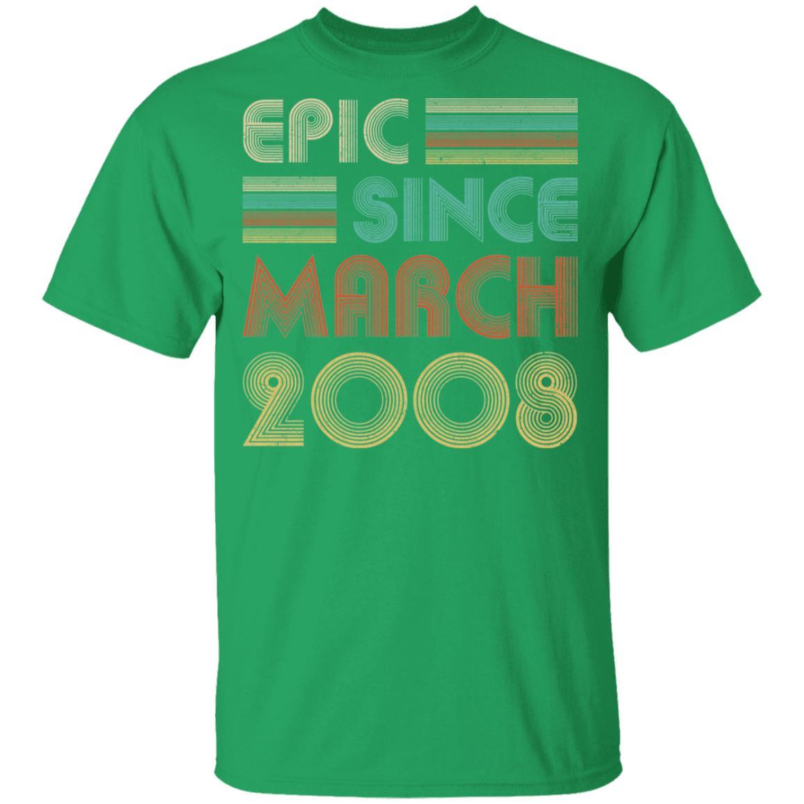 Epic Since March 2008 Vintage 13th Birthday Gifts Youth-Youth Shirt-Youth T-Shirt-Irish Green
