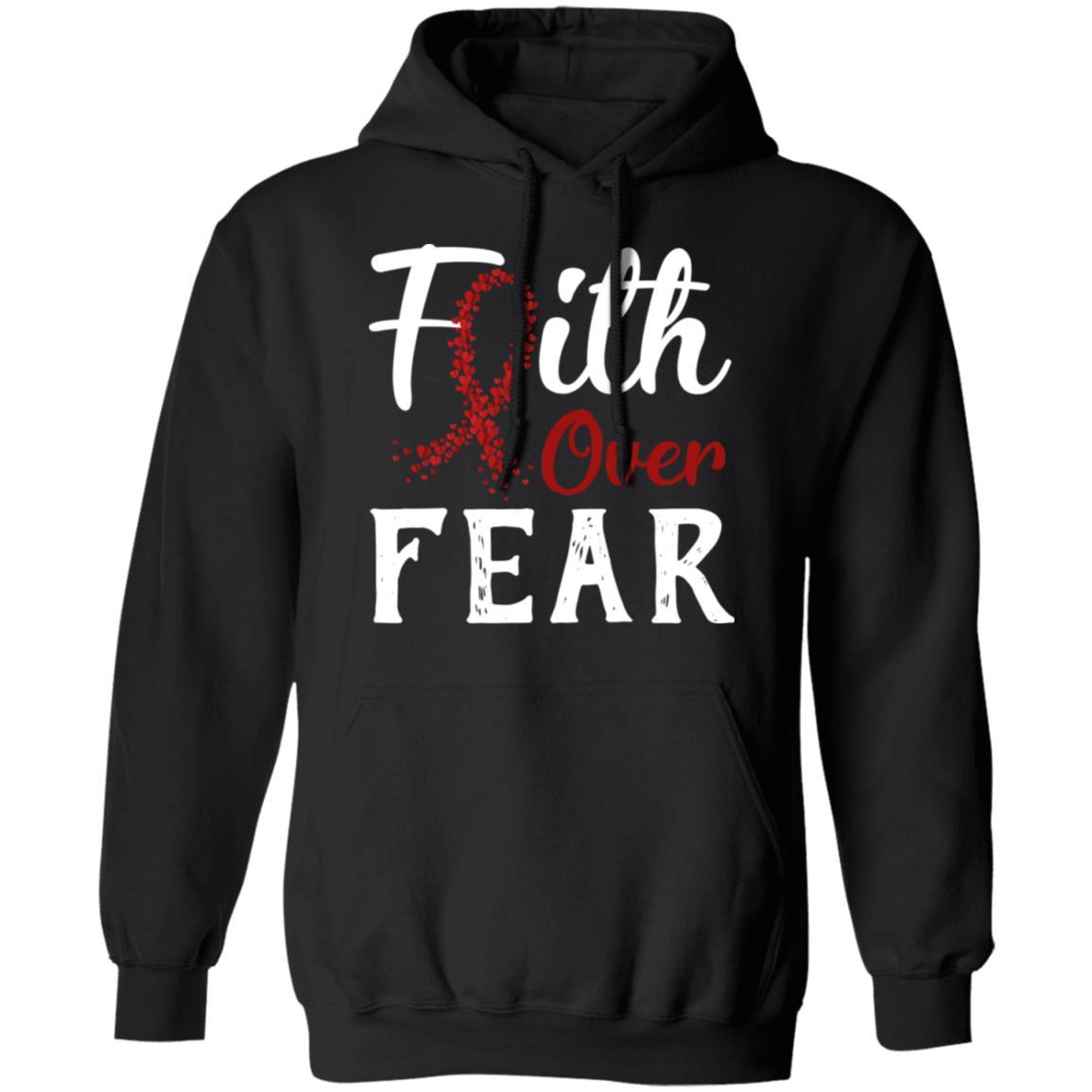 Multiple Myeloma Awareness Burgundy Faith Over Fear-T-Shirt & Hoodie-Pullover Hoodie-Black