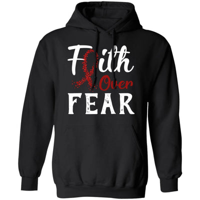 Multiple Myeloma Awareness Burgundy Faith Over Fear-T-Shirt & Hoodie-Pullover Hoodie-Black
