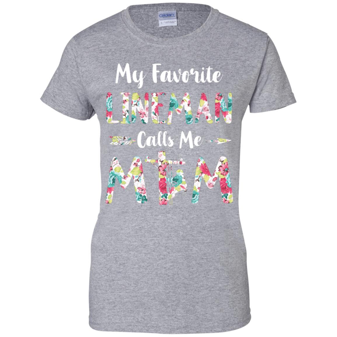 Floral My Favorite Lineman Calls Me Mom Mothers Day Gift-T-Shirt & Hoodie-Women's T-Shirt-Sport Grey